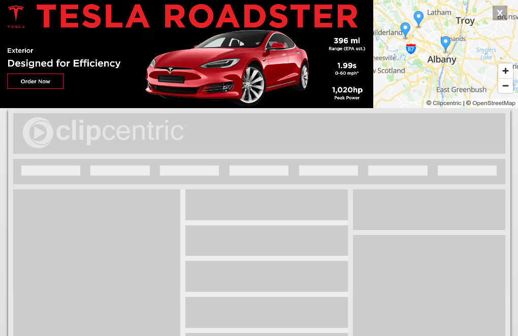 Tesla Super Billboard Animation, Map, Responsive