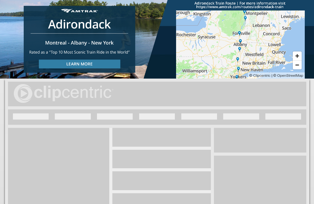 Amtrack Super Billboard Animation, Map, Responsive